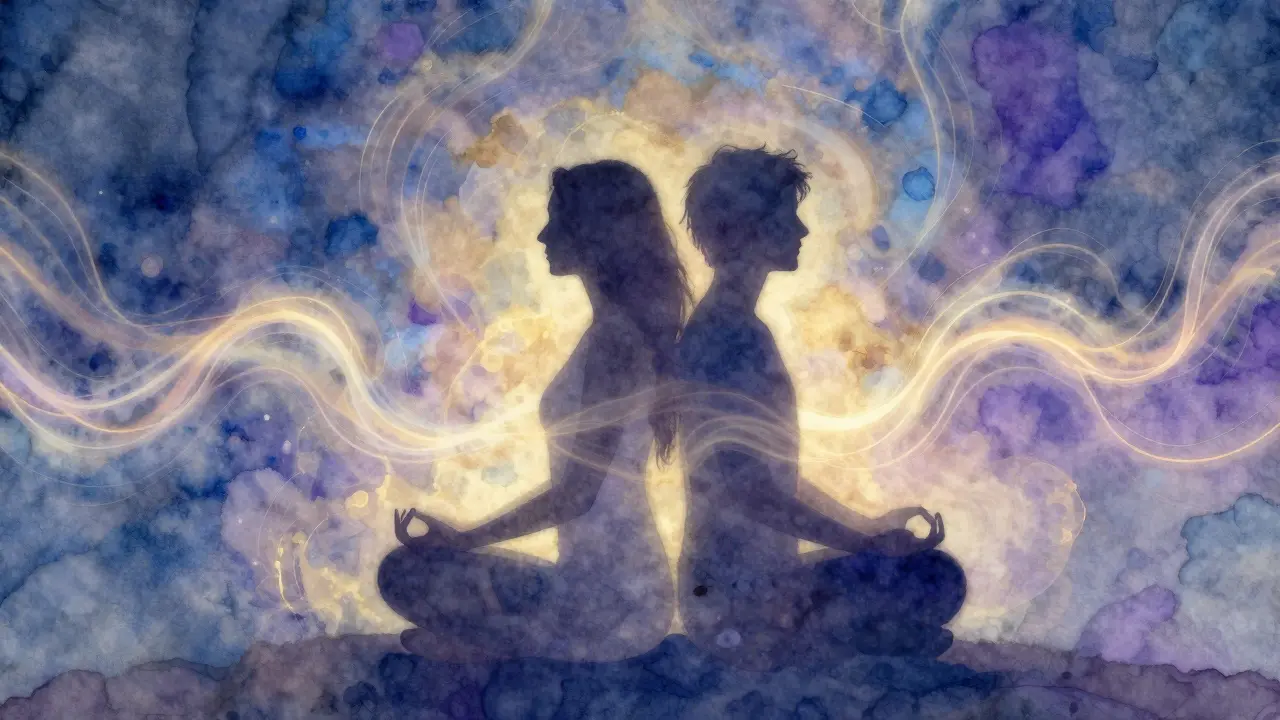 Abstraktní ilustrace energetického spojení párů